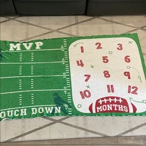 MVP Football Milestone Blanket in Green and White